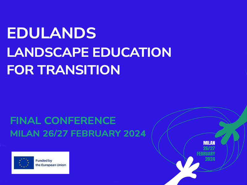 Progetto Erasmus+ Edulands: card conferenza finale Politecnico di Milano